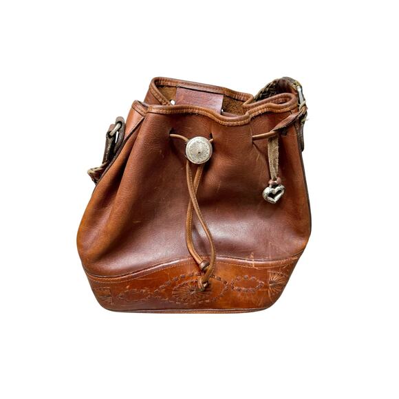 Vintage Brighton Leather Bucket Bag Western Brown - Picture 10 of 16